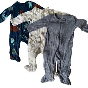 Carters Just One You Three Pair Lot Sleep N' Play Pajama Zipper Sleepers 6 Month
